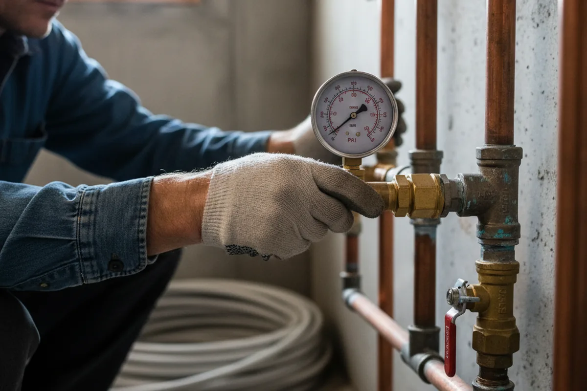 Pressure testing a repaired line during Water Line Repair in Puryear